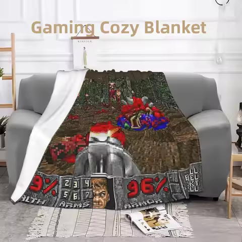 Game Blanket Flannel DOOM Cozy Soft FLeece Bedspread