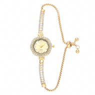 Jam Tangan Wanita Dewasa Rantai Serut Bulat Fashion Import Murah Mewah