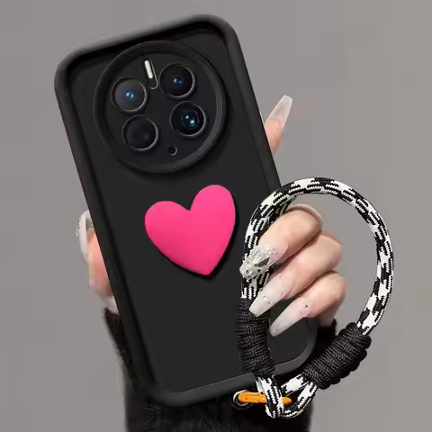 For Huawei Mate 50 Case Huawei Mate 50 Pro Phone Case On Huawei Mate50Pro Love Heart Hand Strap Full