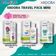 ARDORA TRAVEL PACK MINI PACK / ARDORA HAIR OIL / ARDORA HAIR & BATH WASH / ARDORA DETANGLE SPRAY