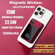 【SG Stock】 Magnetic Power Bank 5000mAh Fast Charging PD20W Wireless Powerbank Lightweight Portable For iphone Samsung