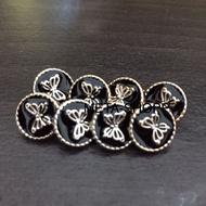 11mm black Gold butterfly motif mushroom buttons