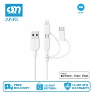 Anker A8436 PowerLine ll 3 in 1 USB-A to USB-C Micro USB Lightning Charging Cable MFI Certificated