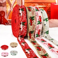 3 Meters Christmas DIY Fabric Ribbon Burlap Ribbon With Wired Edge Gift Wrapping Christmas Tree Decor Ribbon DIY Wreath Bows Crafts