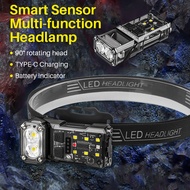 Boruit LED EDC Sensor Flashlight Headlamp Keychain Torch Light Rechargeable Waterproof Outdoor Campi