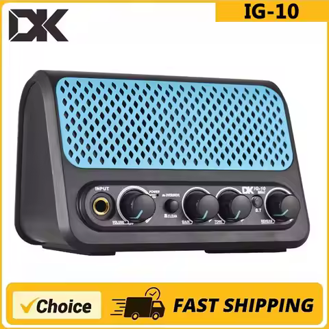 DK 10W Small Electric Guitar Amp Clean Overdrive 2 Channel Reverb Effect Guitar Practice Speaker Plu