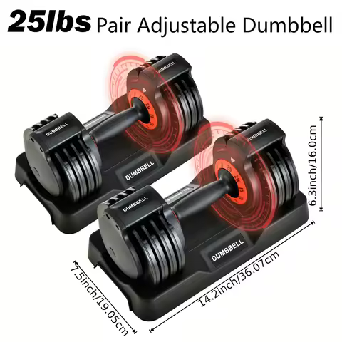 25 Lb Adjustable Dumbbells Pair - 5Lb 10 Lb 15 Lb 20 Lb 25 Lb 5 In 1 Dumbbells Adjustable Weight, Co