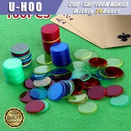 100Pcs Mixed Color Translucent Bingo Chips Size 19mm x 2mm Bingo Poker Card Games Accessories