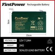 First Power Bateri 12V 7.2Ah Cas Semula Jenis Asid Plumbum Tertutup (Rechargeable Sealed Lead Acid B