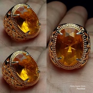 Cincin Batu Akik Kecubung Kuning Citrine Obsidian