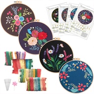 4 Sets of Embroidery kit for beginner, Adult Women’s Hobbies, Including Cloth with Floral Patterns, 