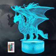 Ammonite Dragon Lamp for Kids, 3D Dragon Night Light Toy,16 Colors with Remote Control Kids Room Dec