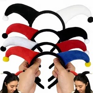 3-1Pcs Plush Funny Clown Headband - Dual-Color Elastic Cosplay Joker Headwear - For Halloween Carniv