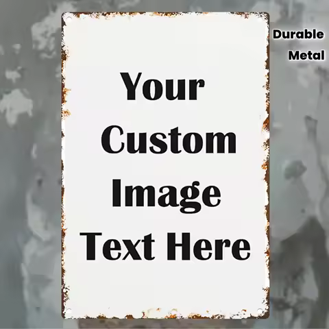 Custom Image & Text Metal Tin Sign 12x8 Inch - 2D Flat Durable Aluminum Wall Decor