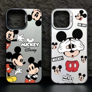 Casing For Samsung Galaxy S23 FE S24 Ultra S23 S21 S22 Plus S21 S20 FE Note 20 Ultra Cartoon Funny Mickey Pattern Luxury Silver IMD Hard Cover