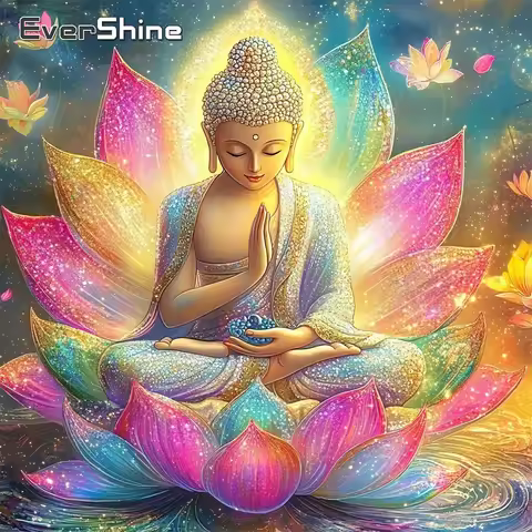 EverShine DIY Diamond Embroidery Buddha Full Drill Painting Religion Rhinestones Picture Mosaic Lotu