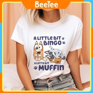 Oversize T-shirt with Bluey Cool Mom Club Bluey Mum Bingo 258 print