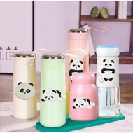 Panda pastel water bottle BSNI9a 300ml 400ml thermos plastic coated glass milk bottle soup bottle