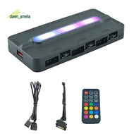 ARGB Controller 5V/3Pin ARGB 4Pin Fan PWM HUB PWM ARGB Fan Hub ARGB Hub Splitter for Computer PC Cas