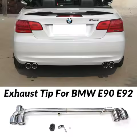 For BMW E90 E92 E93 320i 325i Single Exhaust Pipe Up Quad Exhaust Tip Mufflers Tip Exhaust System Ta