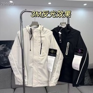 7MWW Stone Island Hard Shell Men Women Windproof Waterproof Epaulettes Hooded Reflective Jacket Jack