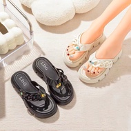 Women's Jelly Rubber Flip-flops with Chain Flip-flops 2404-D1