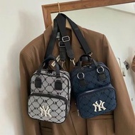 MLB洋基隊NY老花系列休閒斜挎包多功能運動背包女士時尚百搭復古單肩包