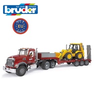 Bruder 02813 MACK Granite Low Loader Truck with JCB 4CX Backhoe Loader