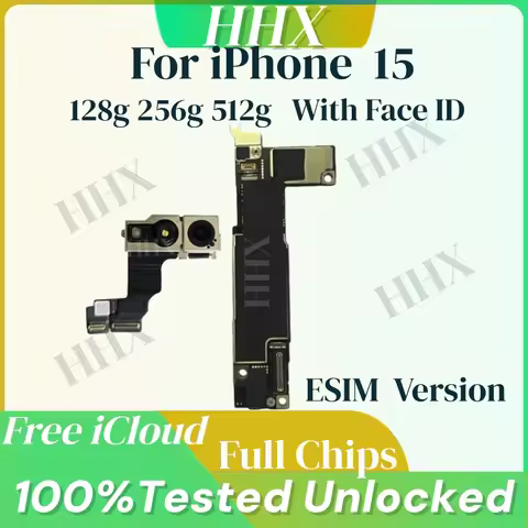 100%Teste Motherboard For iPhone 15 Mainboard Face ID Unlocked Logic Board Clean ICloud Support Upda