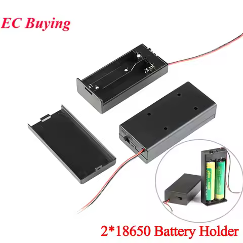 2*18650 18650 Battery Box Case Holder Series Battery Storage Box Switch Cover DC Plug For 2x18650 DI