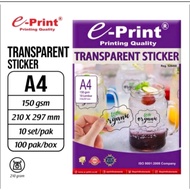 EPRINT A4 150gsm Transparent Sticker Paper