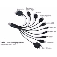 powerbank 10 in 1 Universal Durable Multi USB Cable Car Charger for Mobile Phone Android /iPod /LG /