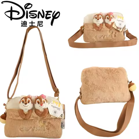 Disney Plush Crossbody Bag Cartoon Chip & Dale Large Capacity Student Casual Handbag Girls' Holiday 