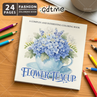 Adult Coloring Book: Floral Teacups, Featuring Intricate Floral Patterns, 24 Pages Of Bold & Beautif