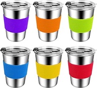 ShineMe Kids Cups with Lid, 12oz Stainless Steel Drinking Cups with Sleeves and Spill Proof Lid, Unb