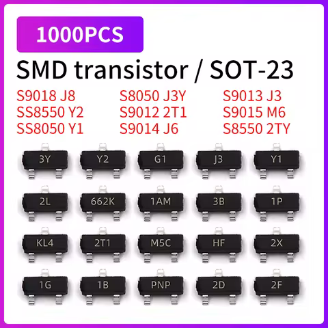 1000PCS SMD transist S8050 Y1 S8550 2TY SS8050 J3Y SS8550 Y2 S9012 2T1 S9013 J3 S9014 J6 S9015 M6 S9