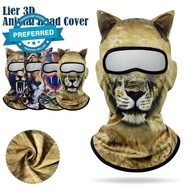 Outdoor Cycling Face Mask 3d Animal Pattern Full Face Balaclava Sunshade Protection Unisex N5m9
