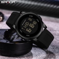 นาฬิกาดิจิตอลของผู้ชายแฟชั่น SANDA สัญญาณกันขโมยแบบกันน้ำนาฬิกา Chrono ที่สมบูรณ์มีปฏิทินนาฬิกาใส่เล่นกีฬาแบบไม่เป็นทางการผู้ชาย