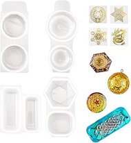 Yayatty Silicone Mold 4 PCS 8 Cavity Geometry Pendant Jewelry Casting Resin Silicone Mold with 8 Pcs