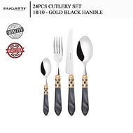 Bugatti 24Pcs Cutlery Set – 18/10  – Gold Black Handle