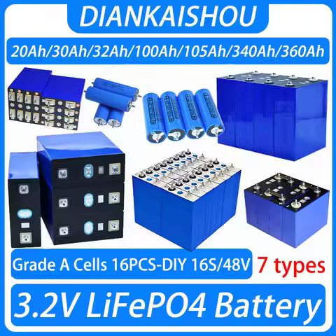 No Tax 16pcs 3.2v 360Ah 340Ah 105Ah 100Ah 32Ah 30Ah 20Ah Lifepo4 Rechargeable Battery Lithium Iron P