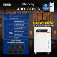 RANDY ARES Hybrid Off-Grid Inverter5.5KW&11KW+5/10/15kWh โซล่าเซลล์บ้าน EVEเซลล์LiFePO4เกรดA+BMSระบบ