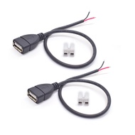2PCS USB Female Pigtail 2 Wire,0.3M/1Ft 20AWG USB 2.0 Female Plug to Bare Wire Open End Cable 2 Pin 