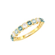 PRIMA แหวนเพชรประดับอัญมณี Blue Topaz+London Blue Topaz ตัวเรือน 9K สี Yellow Confetti Collection 99