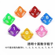10 Sides Dice Numbers 0-9 Translucent Ten Sides Dice Early Education Aids Table Game Toys Board Game