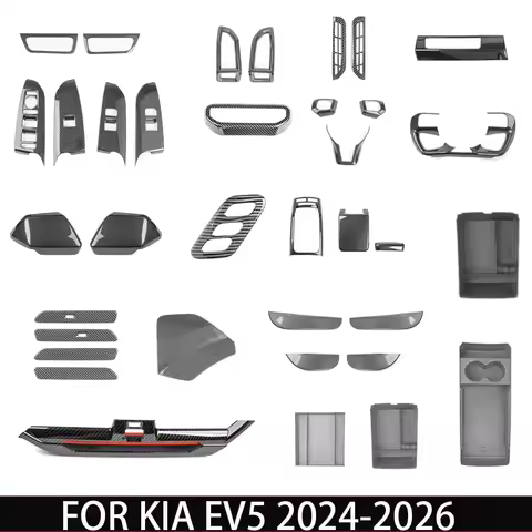 For Kia EV5 2024 2025 2026 Car Tuning Carbon Fiber Central Console Window Button Air Vent Cover Stor