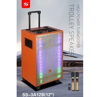 SS-3A12B TWS Wireless Bluetooth Speaker / P.M.P.O 30000W / 2 Wireless Microphone / Rechargeable Outd