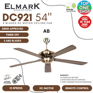 ELMARK DC921 54” 12 Ways Speeds Ceiling Fan 5 ABS Blades c/w Remote Control SIRIM Approved Ceiling F