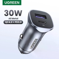 UGREEN 30W Car Charger USB Type C Fast Charger QC 4.0 3.0 PD 20W Quick Charging for  Mobile Phone Ch