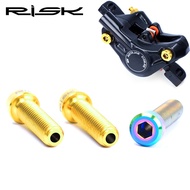 RISK 2 Pcs M6x23.5mm Bicycle Hydraulic Disc Brake Bolt Titanium Alloy Master Cylinder Fixing Bolt Hollow Mountain Bike Fixed Screw